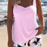 Edith™ | Crossed tankini with floral shorts