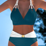 Lily™ | High-waisted swimsuit with double straps and contrasting color
