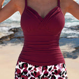 Gabby™ | Ribbed tankini with printed shorts