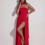 Strapless Long Dress with Slit