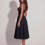 Midi dress with corset and flowing skirt