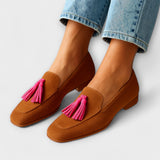 Rosa Suede Loafers with Decorative Tassels