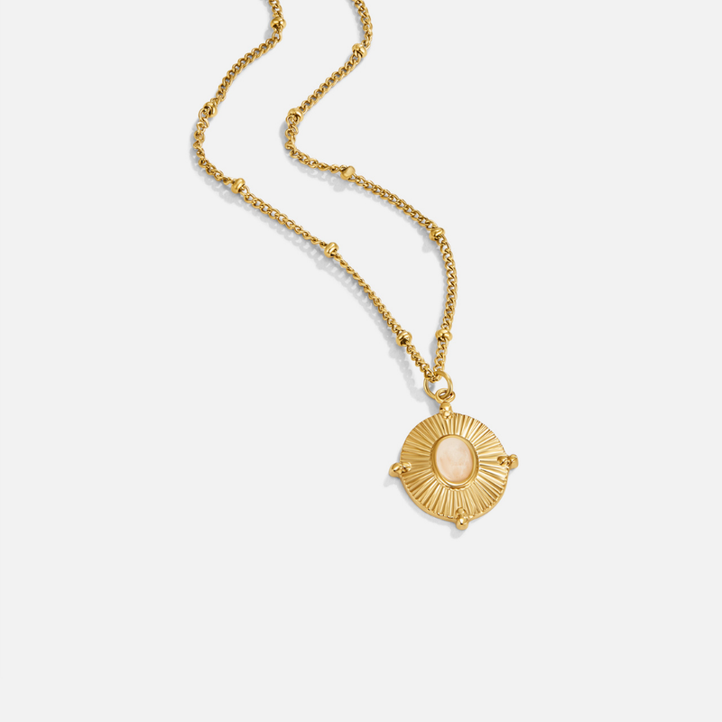 Annika – Delicate Gold Chain with Square Pendant.