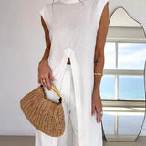 Benigna™ | White Ruffled Tunic Set and Pants