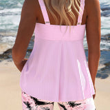 Edith™ | Crossed tankini with floral shorts
