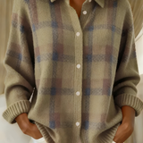 Ugnė - Soft Knit Shirt with Checkered Pattern
