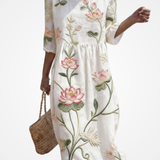 Adriana - Dress with Plant and Flower Embroidery