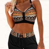 Azahara™ | High-waisted Elastic Geometric Pattern Bikini