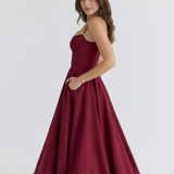 Midi dress with corset and wide skirt