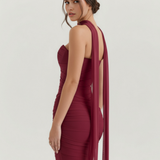 Long fitted dress with choker