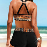 Azahara™ | High-waisted Elastic Geometric Pattern Bikini