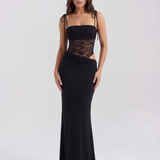 Long dress with lace and thin straps