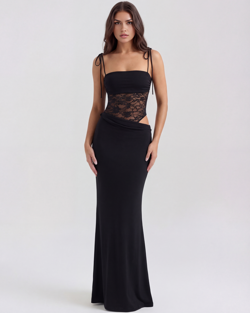 Long dress with lace and thin straps