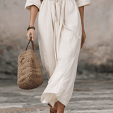 Effortless Bohemian Maxi Shirt Dress with Waist Tie