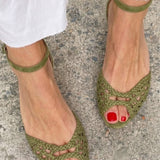 Palesa | Golden Woven Flat Sandals