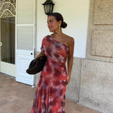 Long Dress with Off-Shoulder Watercolor