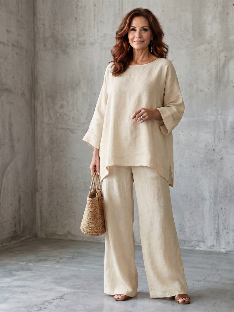 Prue™ | Loose Tunic and Wide Leg Pants Set