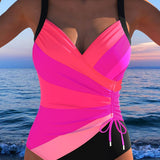 Mercedes™ | Luxurious swimsuit with crossover neckline and multicolor print