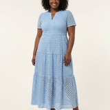 Brielle™ | Layered Midi Dress with V-Neck and Short Sleeves