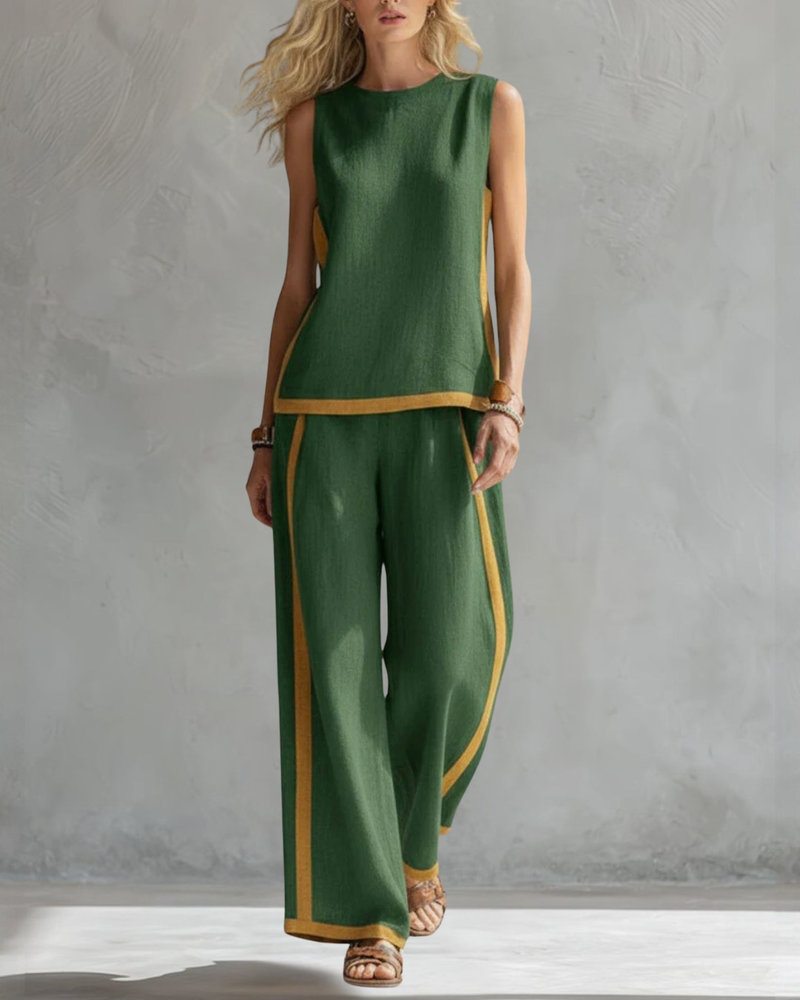 Aurora Green Linen Two-Piece Set
