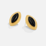Helena – Oval Earrings with Black Gemstone.