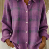 Ugnė - Soft Knit Shirt with Checkered Pattern