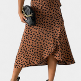 Camila Boho Wrap Skirt with Asymmetrical Print