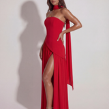 Strapless Long Dress with Slit