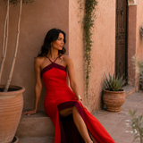 Simone | Long halter dress with slit