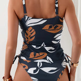 Tankini with Side Adjustment and Print