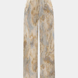 Inna High-Waisted Straight Leg Pants with Marble Print
