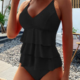 Teresa™ | Solid Swimsuit with Elegant Ruffles