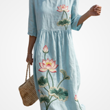 Raquel - Elegant Maxi Dress with Embroidery