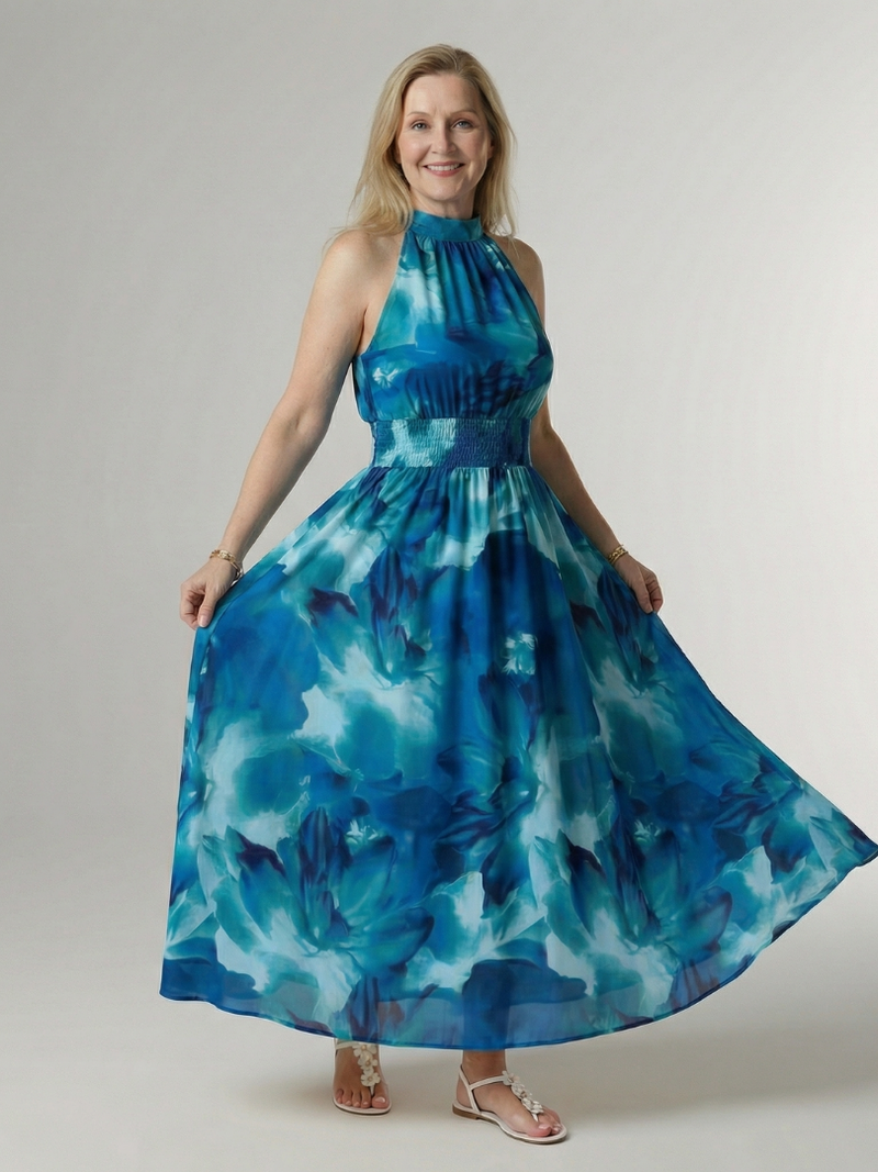 Sylin™ | Gathered Halter Midi Dress