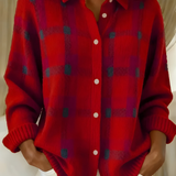 Ugnė - Soft Knit Shirt with Checkered Pattern