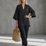 Georgiana™ | Tunic with V-neck and Gathered Pants