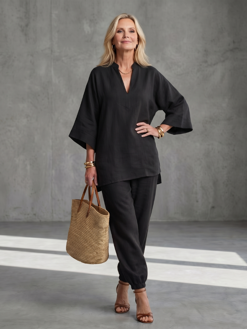 Georgiana™ | Tunic with V-neck and Gathered Pants