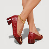 Livana™ | Crocodile Effect Square Heels