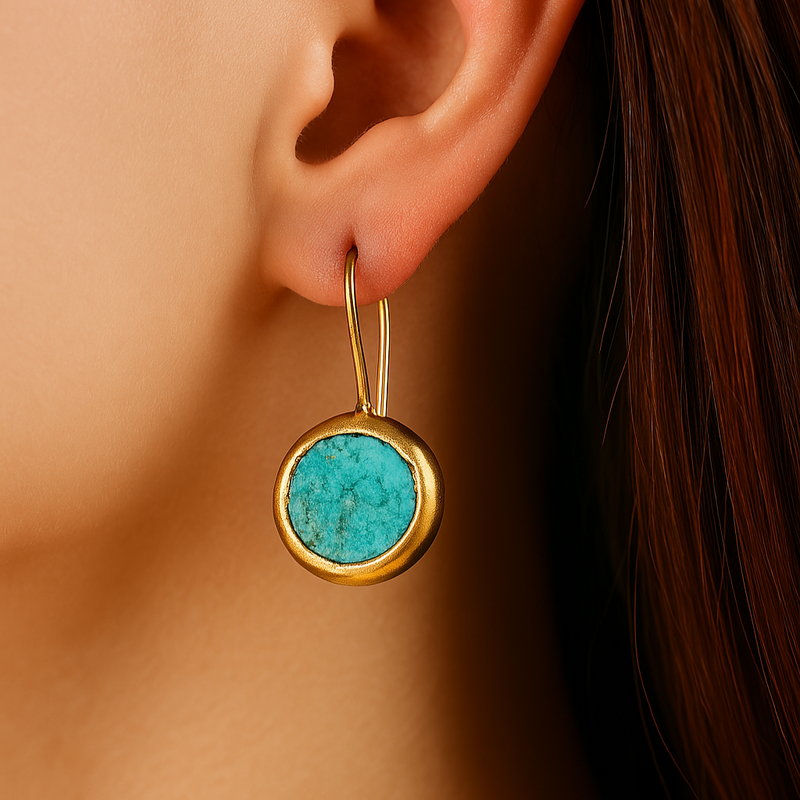 Eva - Gold Earrings with Turquoise
