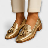 Celeste Golden Loafers with Elegant Tassels