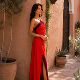 Simone | Long halter dress with slit