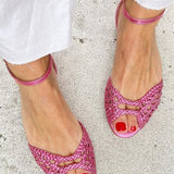 Palesa | Golden Woven Flat Sandals