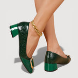 Livana™ | Crocodile Effect Square Heels