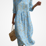 Natalia - Midi Dress with Round Neck and Embroidery