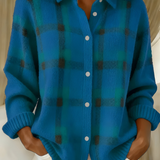 Ugnė - Soft Knit Shirt with Checkered Pattern
