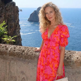 Willow™ | Floral Midi Dress with V-Neck and Puff Sleeves
