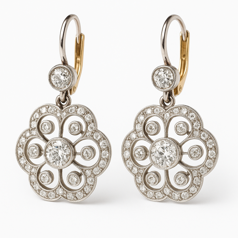 Magdalena - Vintage Earrings with Crystal Mandala
