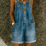Zoe™ | Short Denim Jumpsuit with Straps