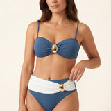 High-waisted bandeau bikini
