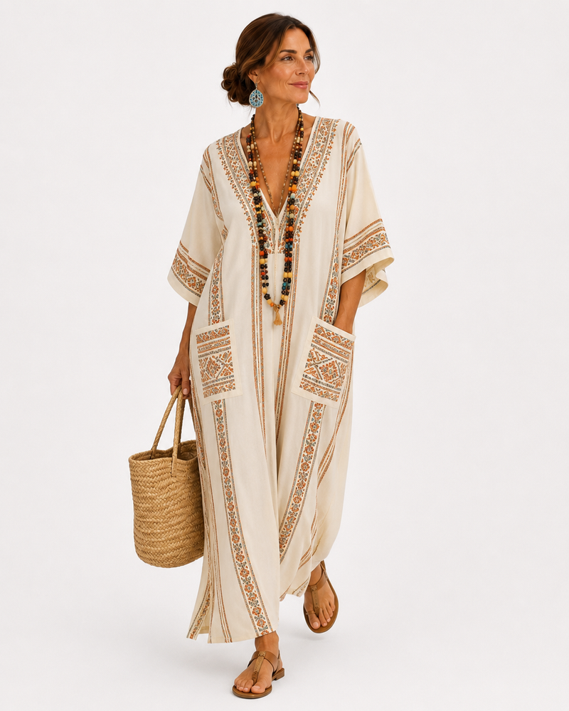 Dalia Ethnic Beige Caftan